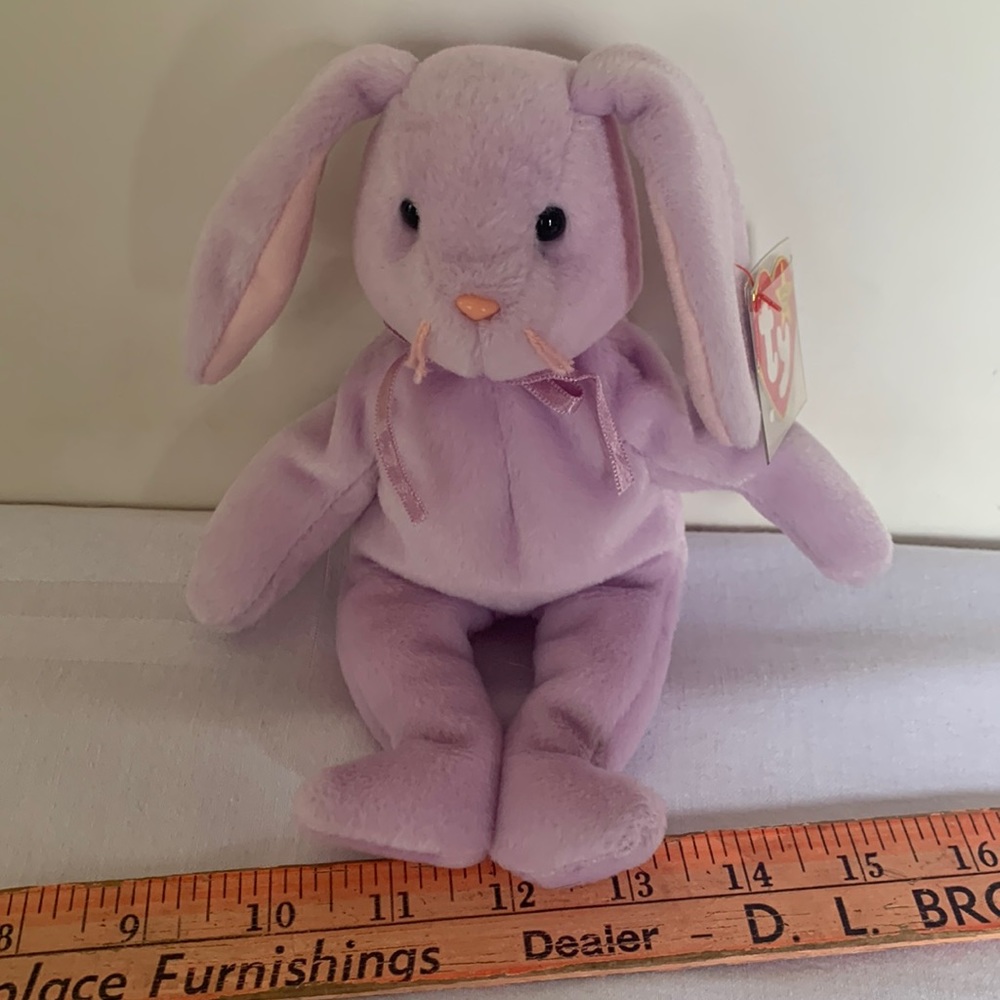 Ty easter bunny Rabbit beanie baby Floppity Lilac w tag 1996